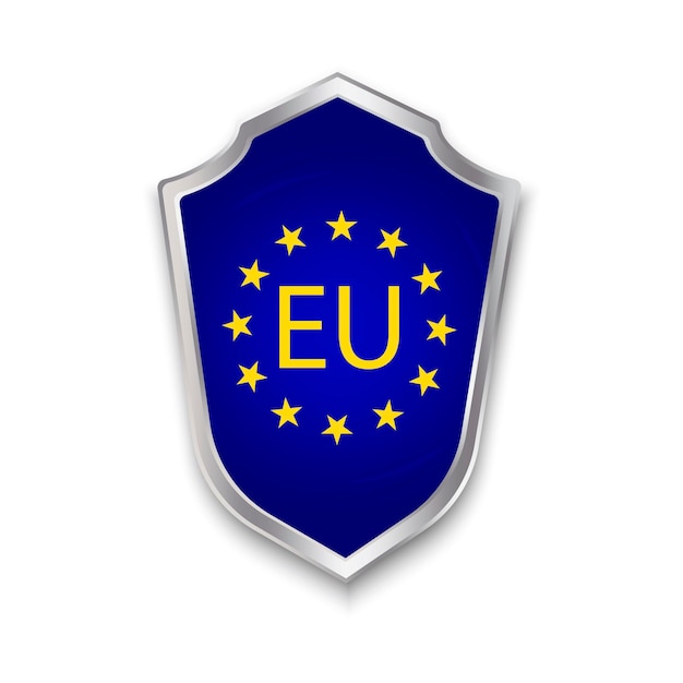 Insignia de la ue en el escudo símbolo de la seguridad de los países ilustración azul del patriotismo europeo