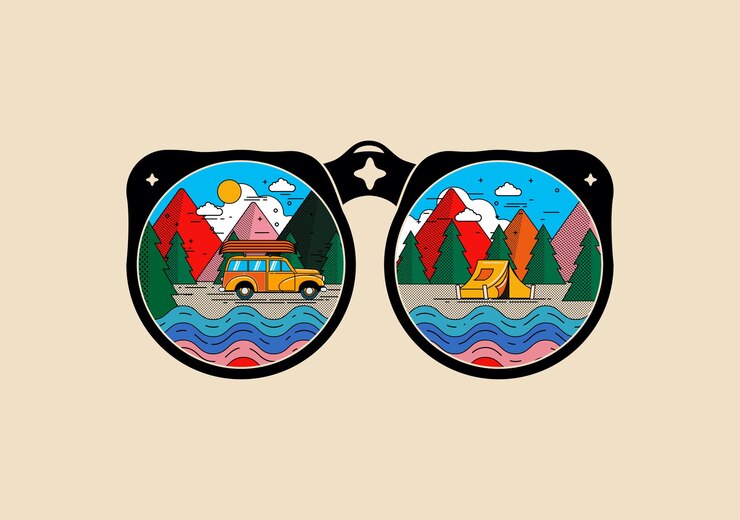 Insignia de vacaciones de aventura turística al aire libre o plantilla de diseño de camiseta o camiseta