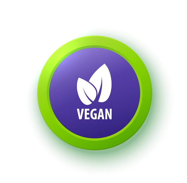 Insignia de vector vegano o etiqueta símbolo orgánico logotipo ecológico en el signo de vector de insignia