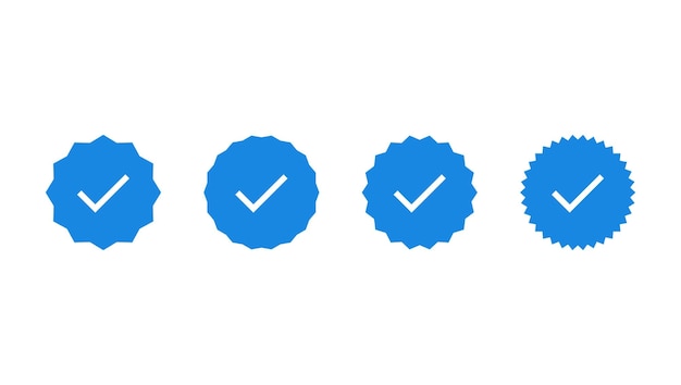 insignia verificada cuenta de redes sociales establecer iconos marca de verificación ilustración vectorial