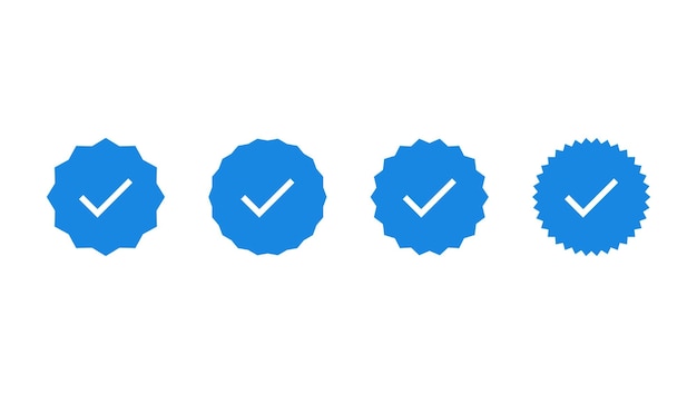 Insignia verificada cuenta de redes sociales establecer iconos marca de verificación ilustración vectorial