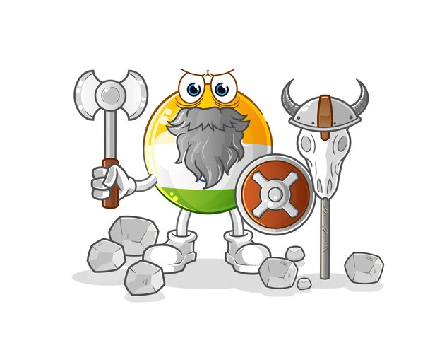 Insignia de vikingo indio con una ilustración de hacha. vector de personaje