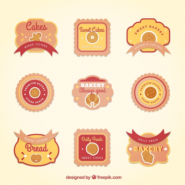 Vector insignias adorables de panadería