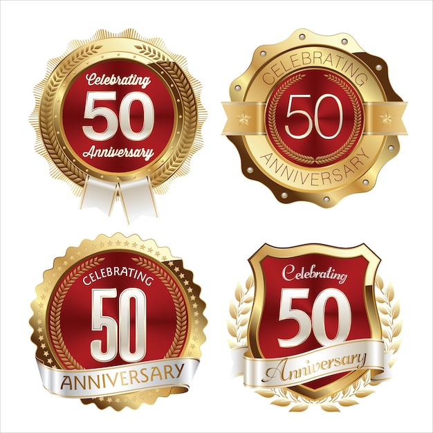 . Insignias de aniversario. Conjunto de cuatro insignias de aniversario de lujo.