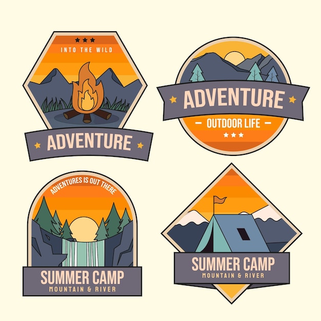 Insignias de aventura dibujadas a mano