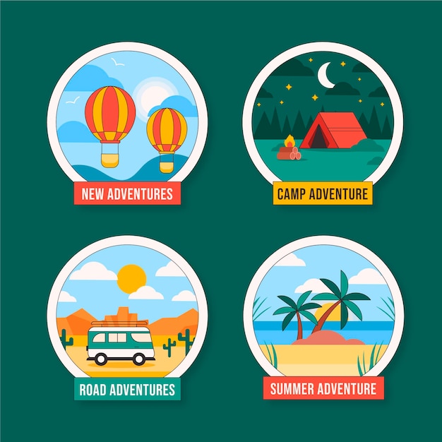Insignias de aventura de diseño plano