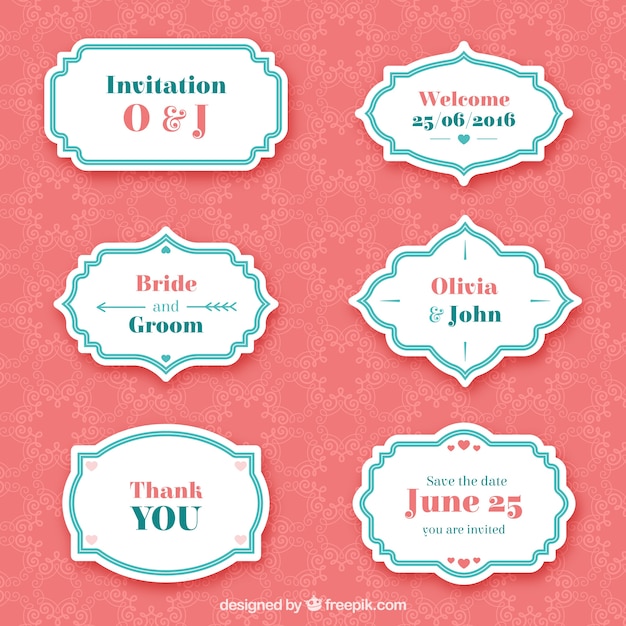 Insignias de boda vintage