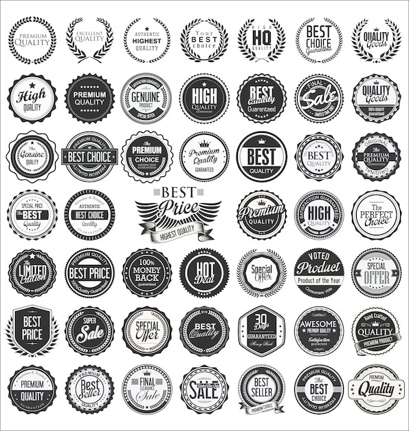 Vector insignias de calidad de diseño vintage retro