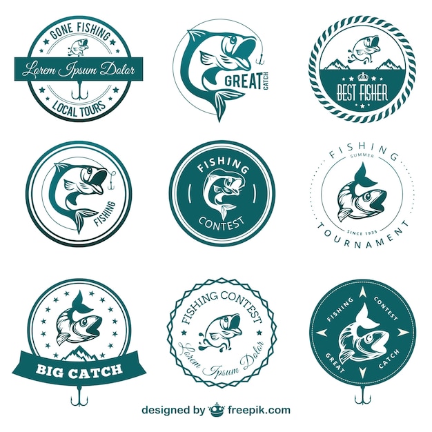 Vector insignias de competición de pesca