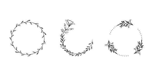 Insignias de corona floral vectorial