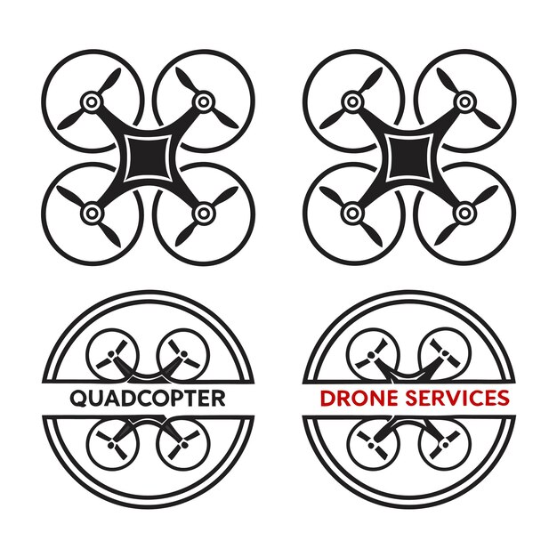 Insignias e íconos de los servicios de cuadricópteros y drones
