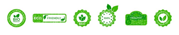 Vector insignias ecológicas conjunto de iconos de insignia de etiqueta biológica y natural ilustración vectorial