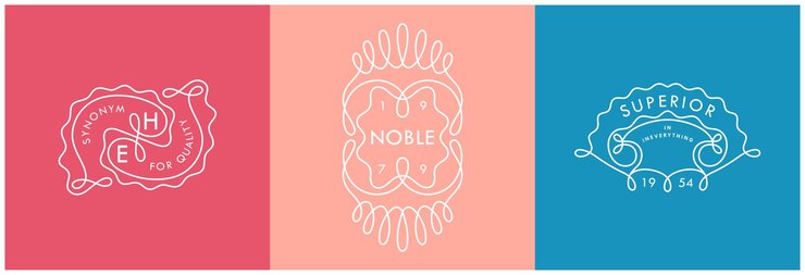Vector insignias de estilo retro de línea mono blancos de diseño para emblemas y etiquetas gráficos vectoriales de estilo minimalista moderno
