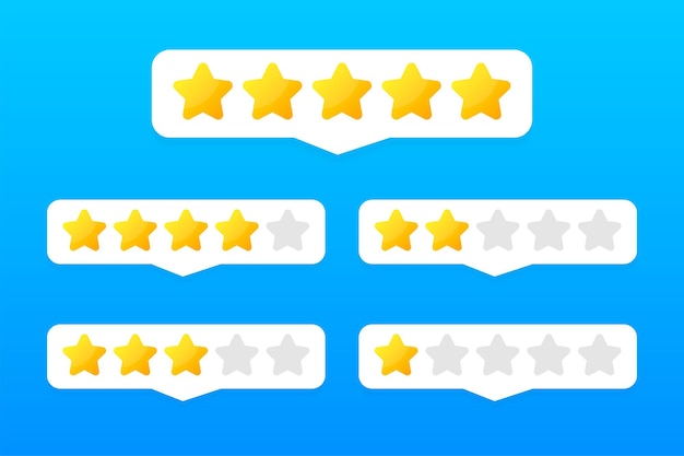 Insignias de estrellas de calificación en un fondo blanco Ilustración vectorial