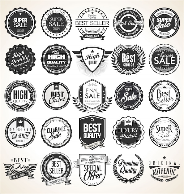 Insignias y etiquetas retro vintage