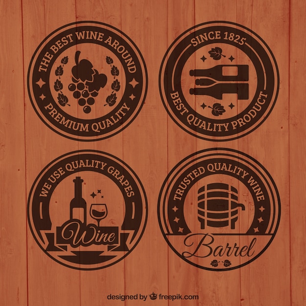 Vector insignias de madera para vinos