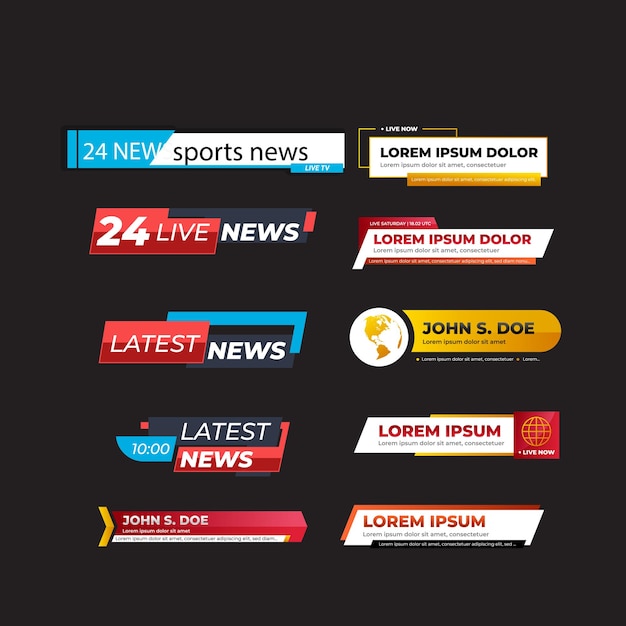 Insignias de noticias Diarios y revistas frenando las últimas y calientes pegatinas de noticias Anuncio vectorial geométrico