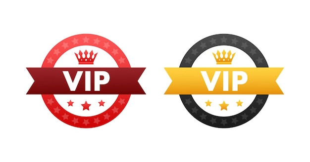 Insignias o etiquetas acolchadas vip persona muy importante logotipo de lujo ilustración de stock vectorial