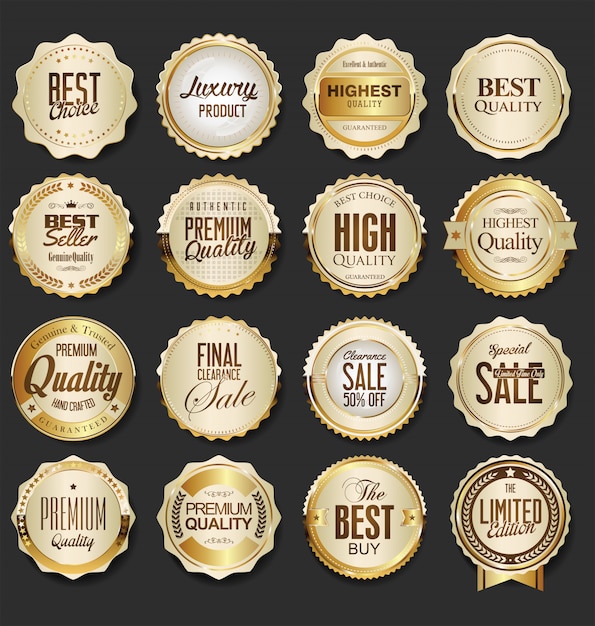 Vector insignias de oro premium de lujo