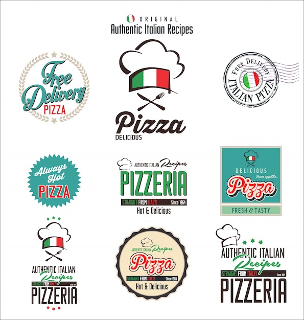 Insignias de pizza retro