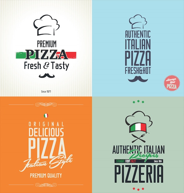Insignias de pizza retro