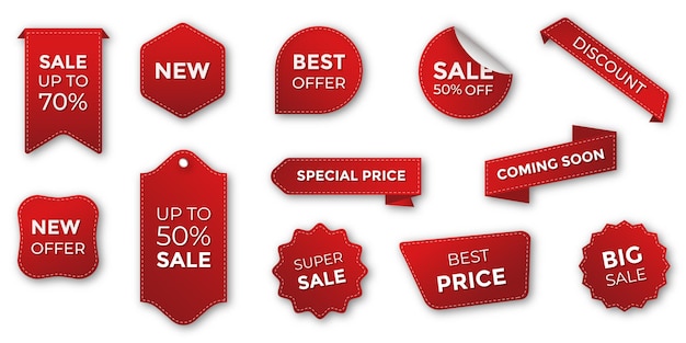 insignias de precios etiquetas de ofertas especiales y colección de descuentos