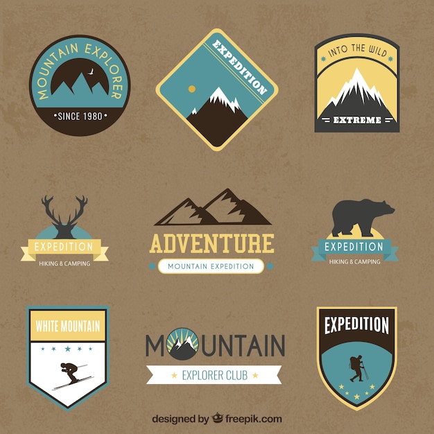 Vector insignias retro de aventura