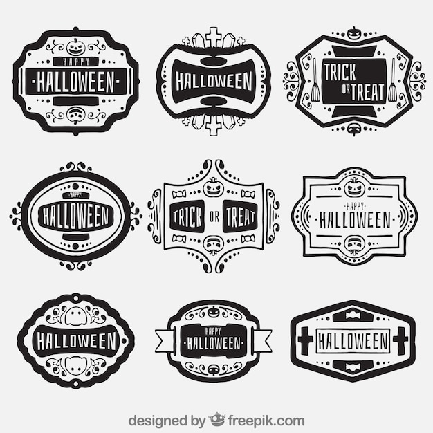 Vector insignias retro de halloween