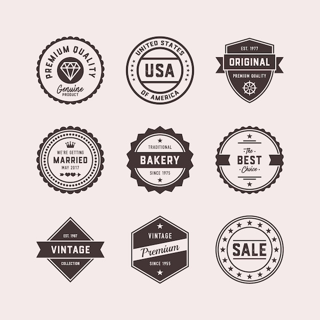 Vector insignias y sellos de diseño retro vintage