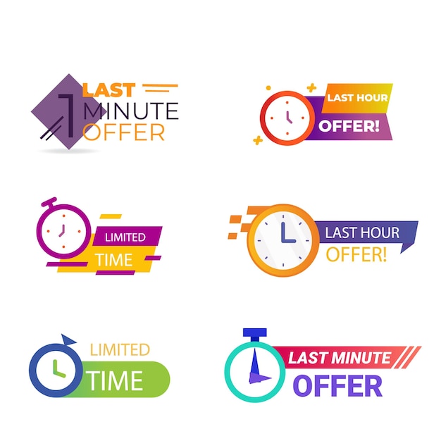 Insignias de temporizador de cuenta atrás Minutos reloj etiqueta de horas y días para ir tiempo restante y sólo esta semana pancarta