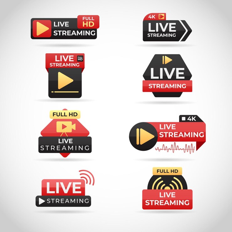 Vector las insignias de transmisión en vivo