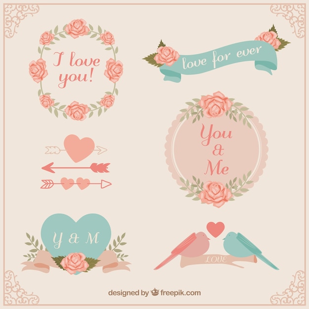 Vector insignias vintage de amor