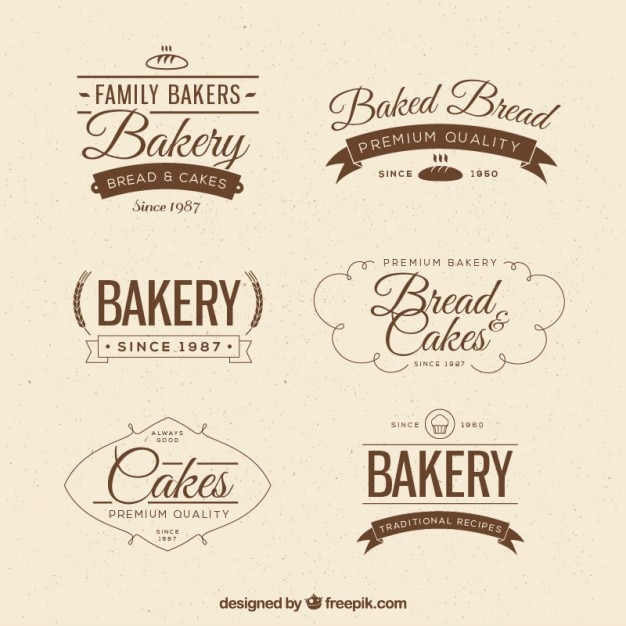 Vector insignias vintage de panadería en estilo plano