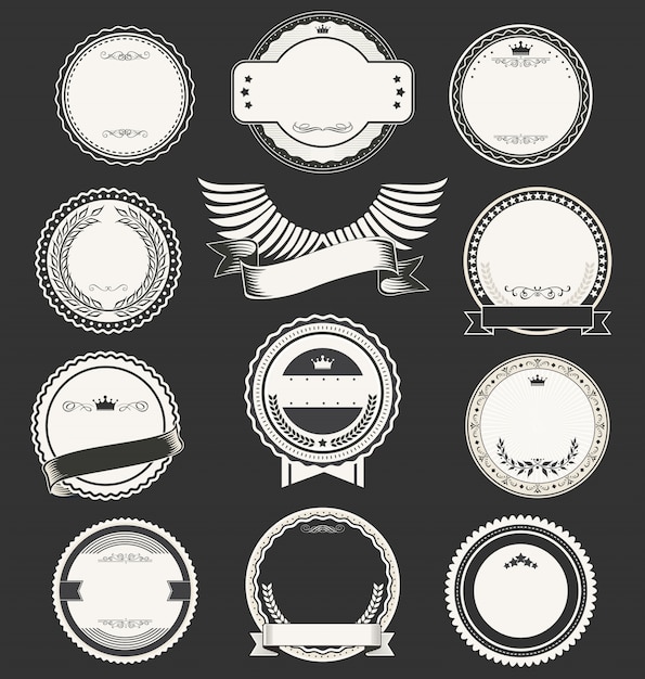 Vector insignias vintage retro en blanco