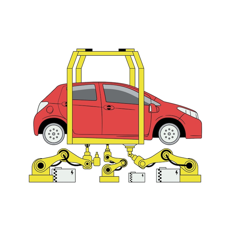 Vector inspección y mantenimiento de reparaciones semirrealistas de automóviles con revestimiento 16