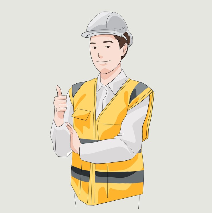 Vector inspectora de construcción ingeniera inspector o inspector en el sitio de construcción