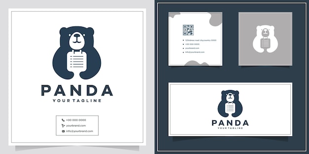 Inspiración del concepto de diseño de logotipo y tarjeta de presentación de panda