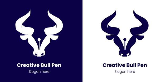 Inspiración creativa en el diseño del logotipo Bull Pen aislada en el vector de fondo blanco y azul