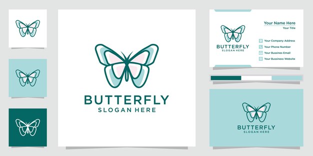 Inspiración creativa del logotipo de la mariposa. Diseño de logotipos, iconos y tarjetas de presentación. Vector premium.