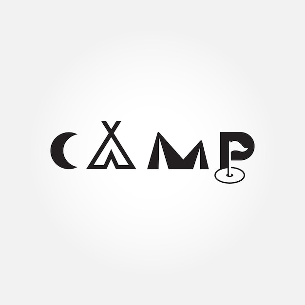 inspiración para el diseño del icono del campamento con ilustración vectorial de la tienda de la luna y la bandera