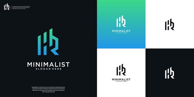 Inspiración para el diseño de la letra H y R o el logotipo HR