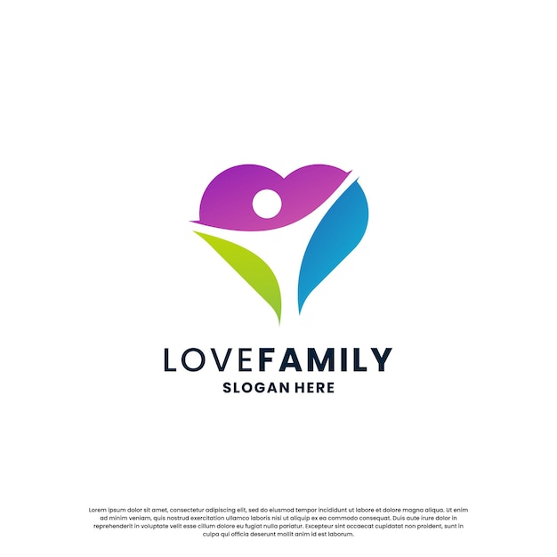 Inspiración en el diseño del logo del amor de la comunidad familiar. combinación abstracta de humano y amor.