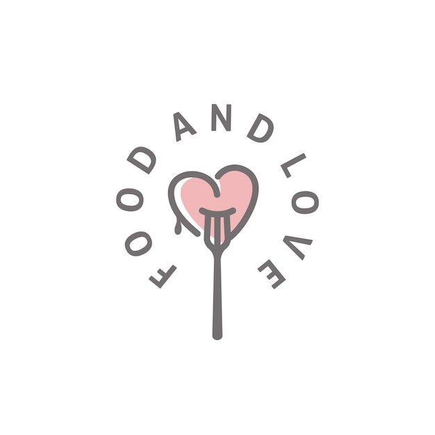 Inspiración en el diseño del logo de fork and heart for food and love