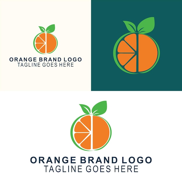 Inspiración en el diseño del logo de la fruta naranja para el jardín de naranjas