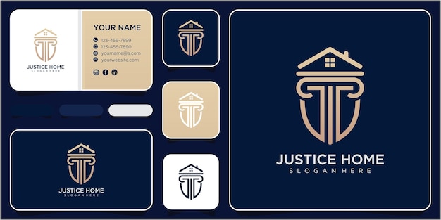 Inspiración para el diseño del logo de Justice Home. concepto de diseño de logotipo de justicia. diseño de logotipo de inicio. diseño de logotipo de ley