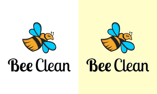 Inspiración en el diseño del logotipo de abeja con escoba