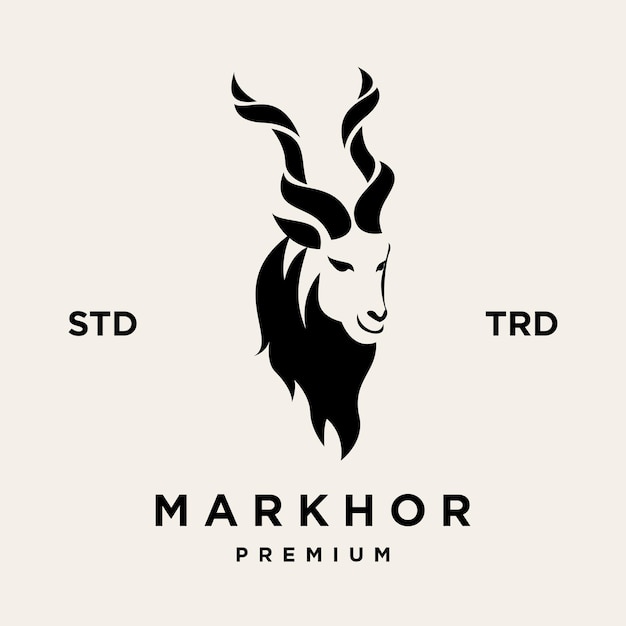 Vector inspiración para el diseño del logotipo del animal de la cabeza de markhor