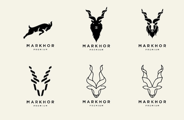 Inspiración para el diseño del logotipo del animal de la cabeza de Markhor