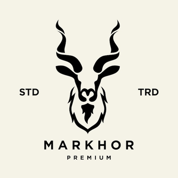 Inspiración para el diseño del logotipo del animal de la cabeza de Markhor