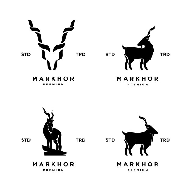 Inspiración para el diseño del logotipo del animal de la cabeza de Markhor